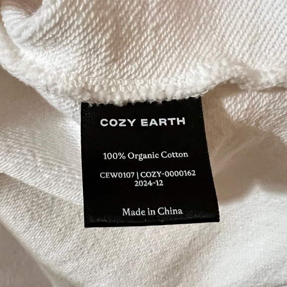 Cozy Earth | Chelsea Pullover Sweatshirt French Terry Organic Cotton Bone Size M - Picture 9 of 9